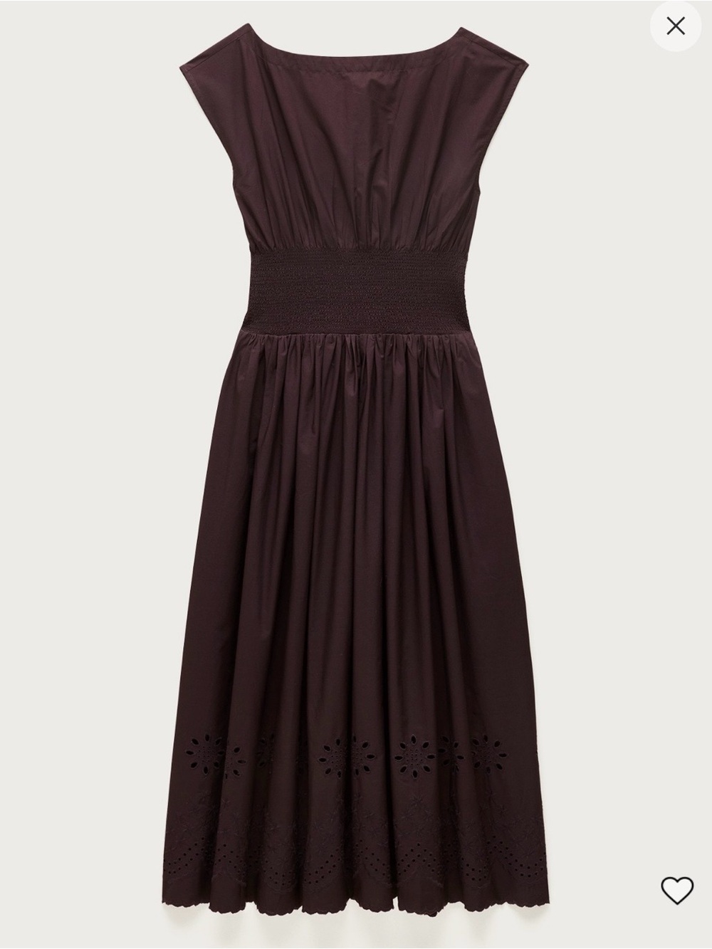 J. Crew Smocked-Waist Eyelet Midi Dress in Deep Plum. Brand new !